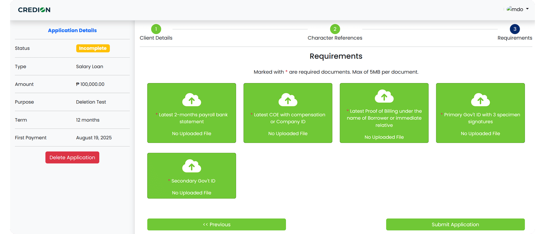 Loan Application - Upload documents Online